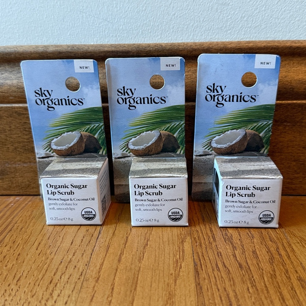 NIB Sky Organics Sugar Lip Scrub brown sugar & coconut oil soft smooth lips (3)
